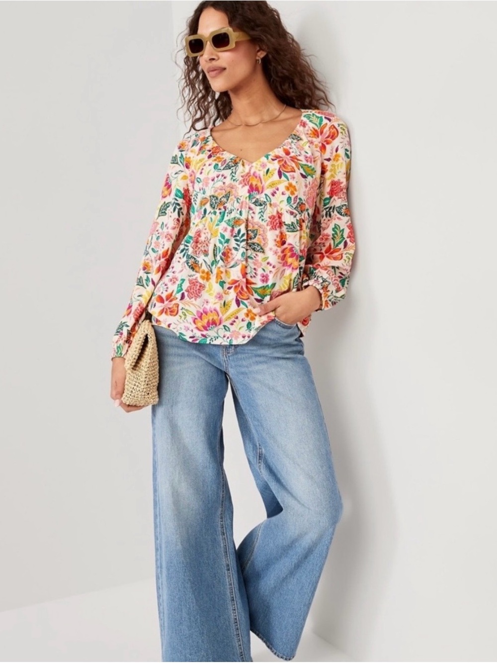 Tropical Peasant Blouse Women's L - Picture 9 of 11